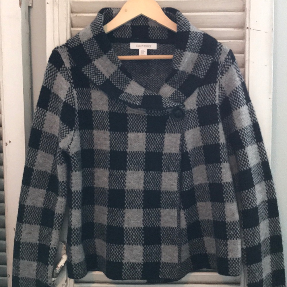 Black and grey checkered sweater